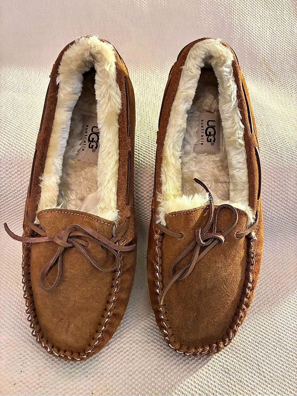UGG Dakota Women’s Suede Lined Moccasin Slippers in Brown